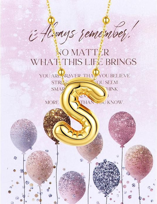 AllenCOCO Bubble Letter Necklaces for Women Girls, Dainty 18K Gold Over Balloon Initial Pendant N... | Amazon (US)