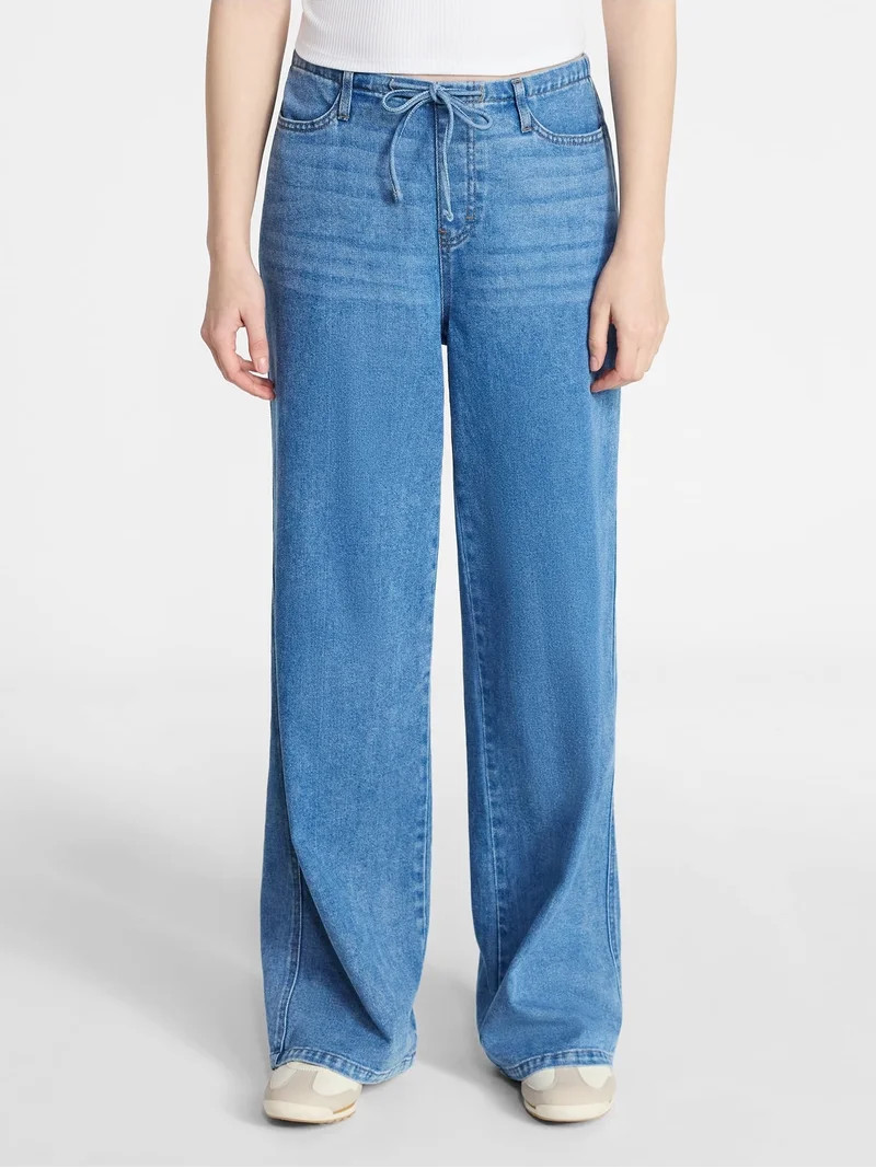 No Boundaries Mini Waist Wide Leg Pants, 31" Inseam, Women's XXS-XXL | Walmart (US)