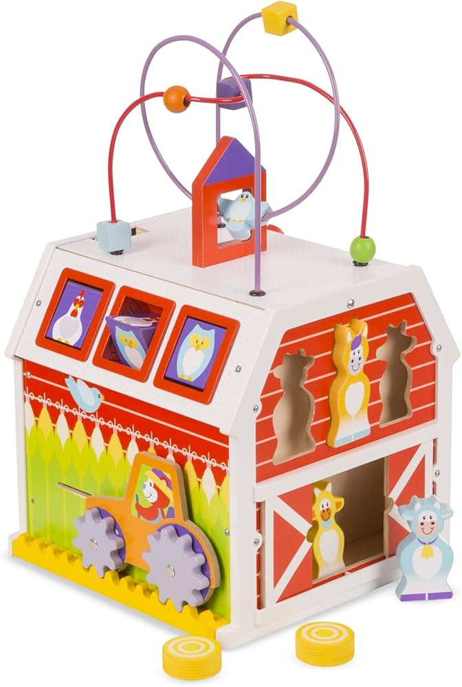 Melissa & Doug First Play Slide, Sort & Roll Wooden Activity Barn | Amazon (US)