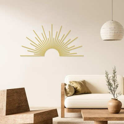 Gold Metal Sun Wall Decor 31.5x15.7 Modern Geometric Sculpture Art | eBay US