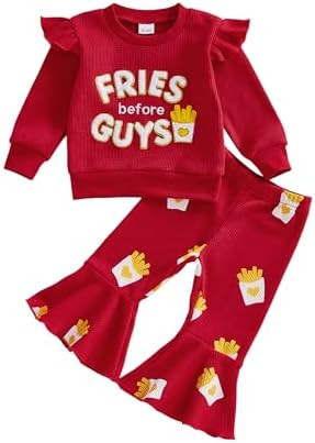 Toddler Girl Easter Outfit Infant Easter Bunny Sweatshirt Long Sleeve Pullover Flared Pants Cute ... | Amazon (US)