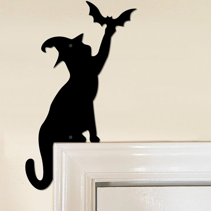 Halloween Decorations Halloween Door Corner Cat Metal Sign Larger Halloween Cats Silhouette Hangi... | Amazon (US)
