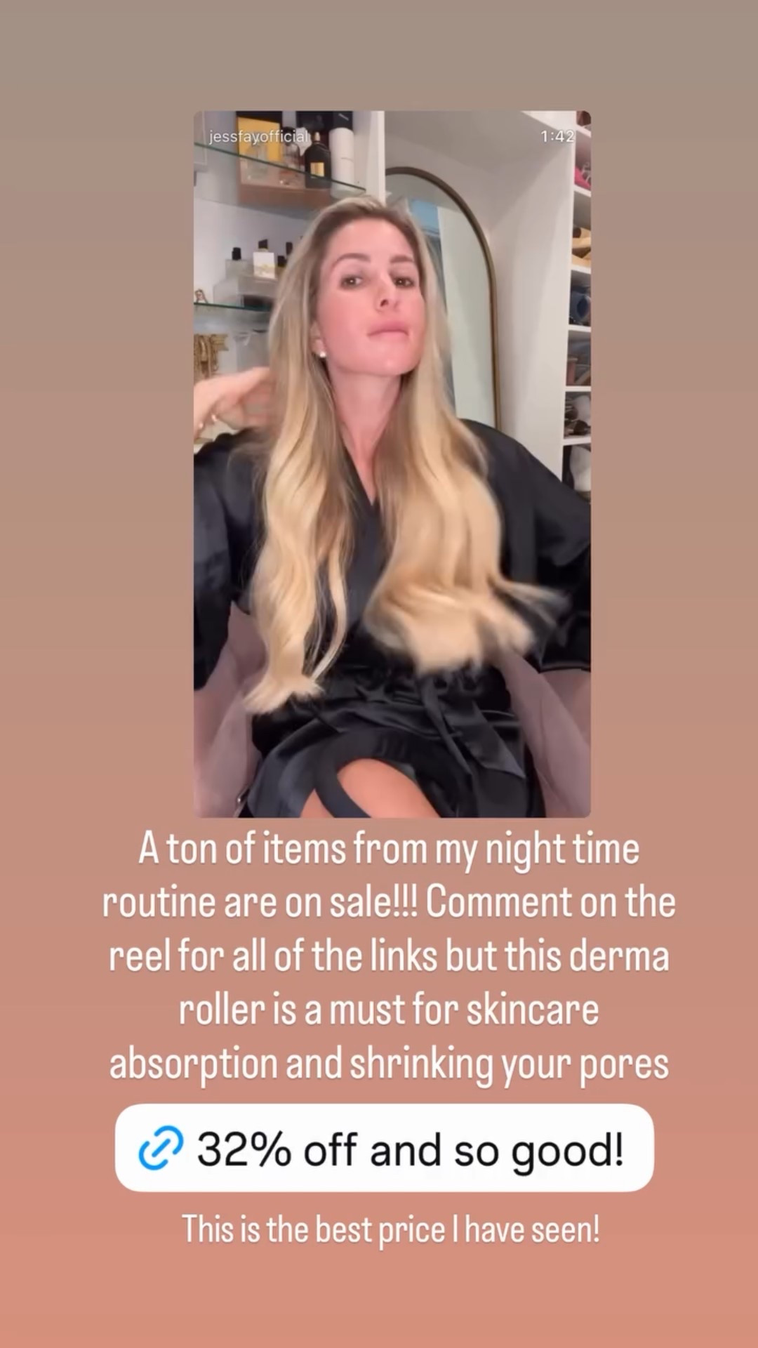 A ton of items from my night time routine are on sale!!! Comment on the reel for all of the links but this derma roller is a must for skincare absorption and shrinking your pores  This is the best price I have seen!