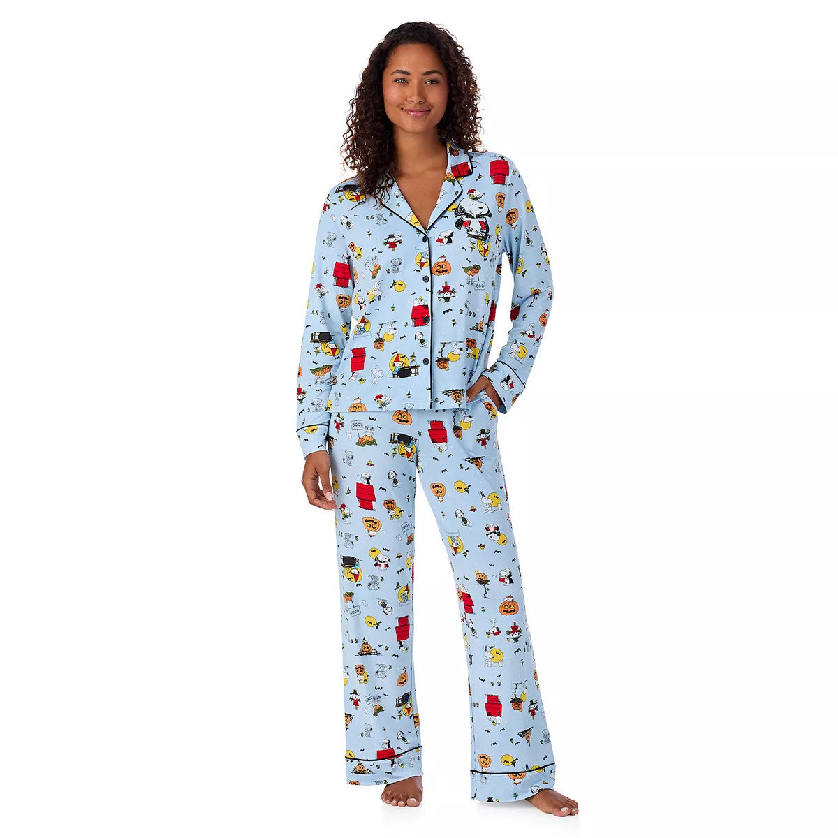 Women's Beauty Sleep Social Marcie Peanuts Halloween Long Sleeve Top & Pants Pajama Set | Kohl's