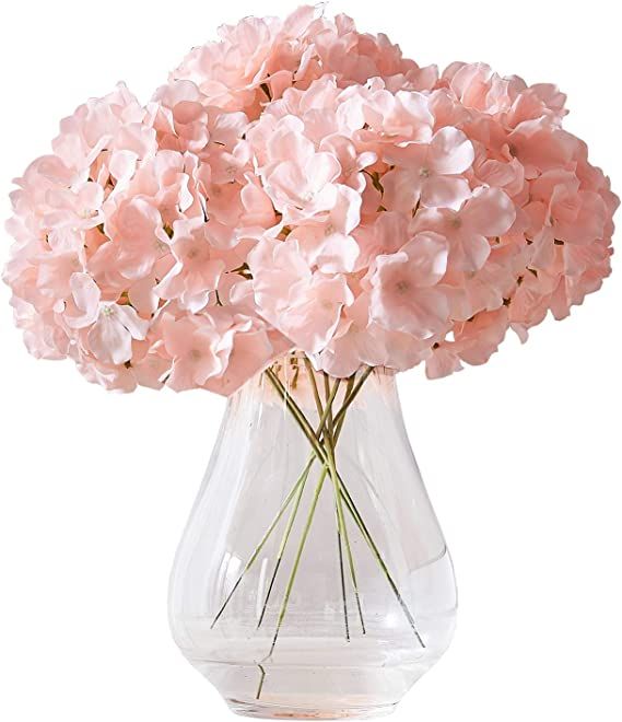 Kislohum Artificial Hydrangea Flowers Blush Heads 10 Fake Hydrangea Silk Flowers for Wedding Cent... | Amazon (US)