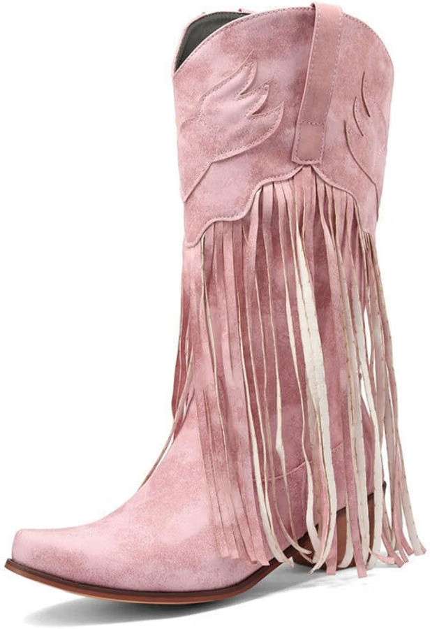 ENEN Cowboy Boots for Women Wide Calf Size 5-10.5 Mid Calf Cowgirl Boot Comfortable Chunky Heel W... | Amazon (UK)