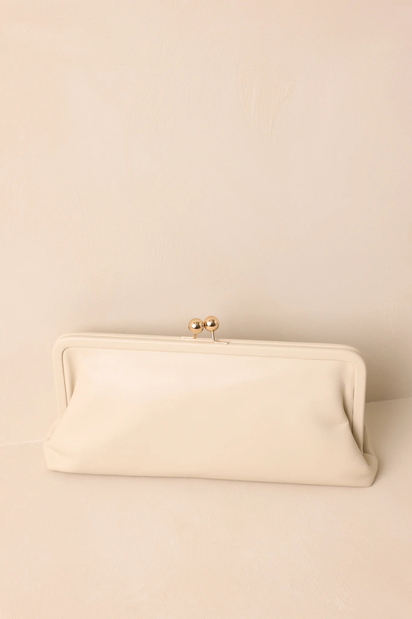 In Case You Missed It Ivory Faux Leather Clutch Handbag | Red Dress