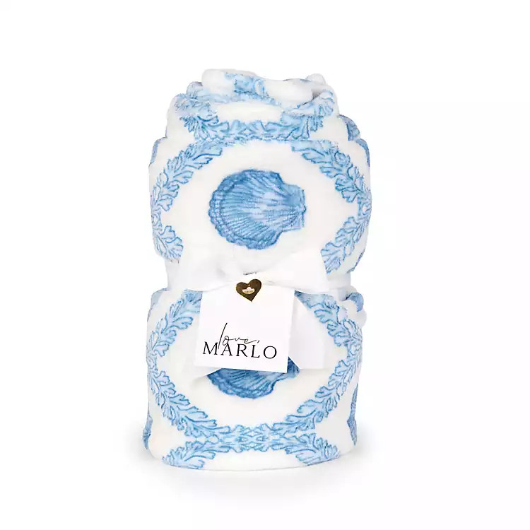 New! Blue Seashells Fleece Throw | Kirklands