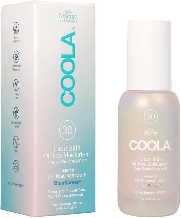 COOLA Clear Skin Oil-Free Moisturizer with SPF 30, Dermatologist Tested Sunscreen with Niacinimid... | Amazon (US)