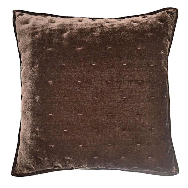 Brown Pintuck Velvet Throw Pillow, 18", Polyester, sold by At Home | At Home