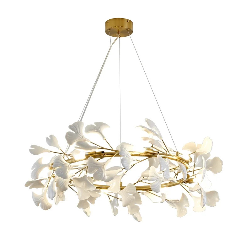 Design Living 8-Light Brass Chandelier With Matte White Leaf Petals | Walmart (US)
