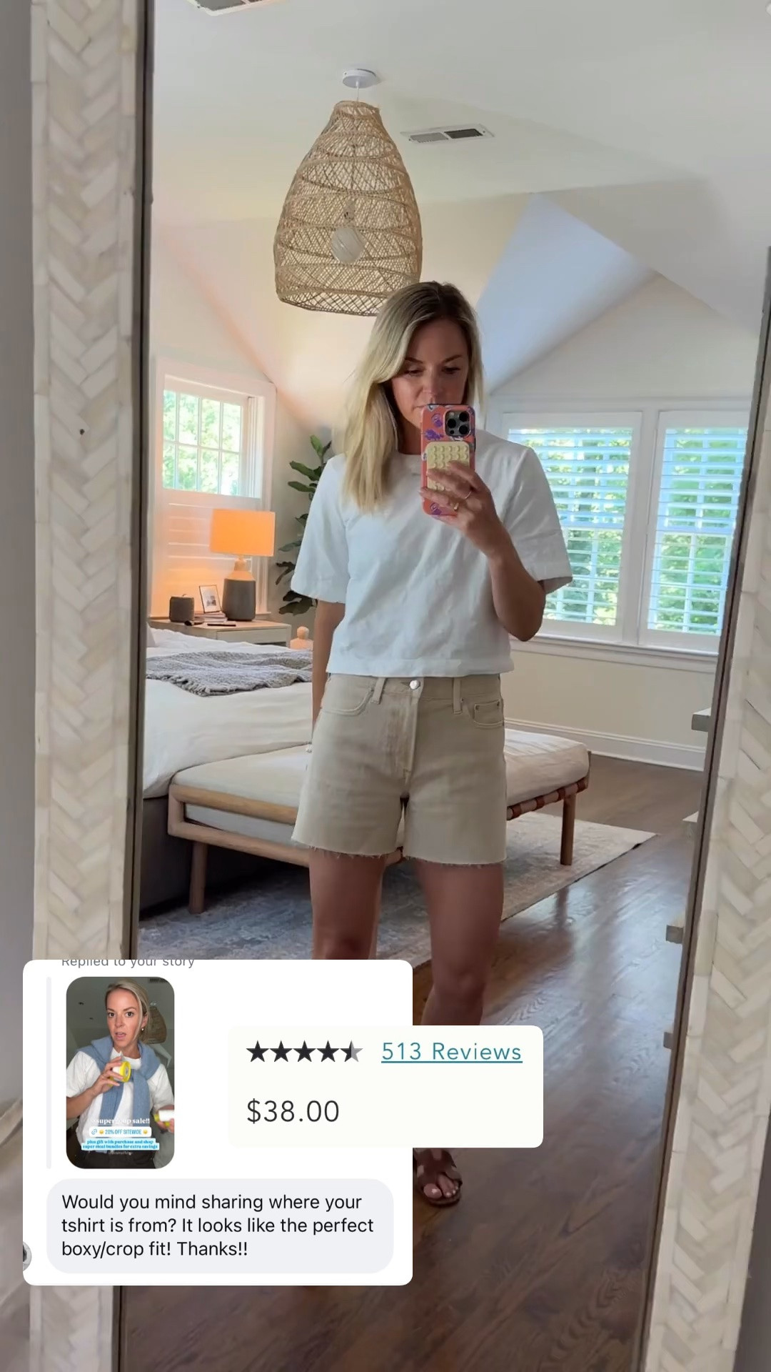 Great boxy white tee option that isn’t see through and under $40. Wearing a small/tts & 26 shorts fit tts