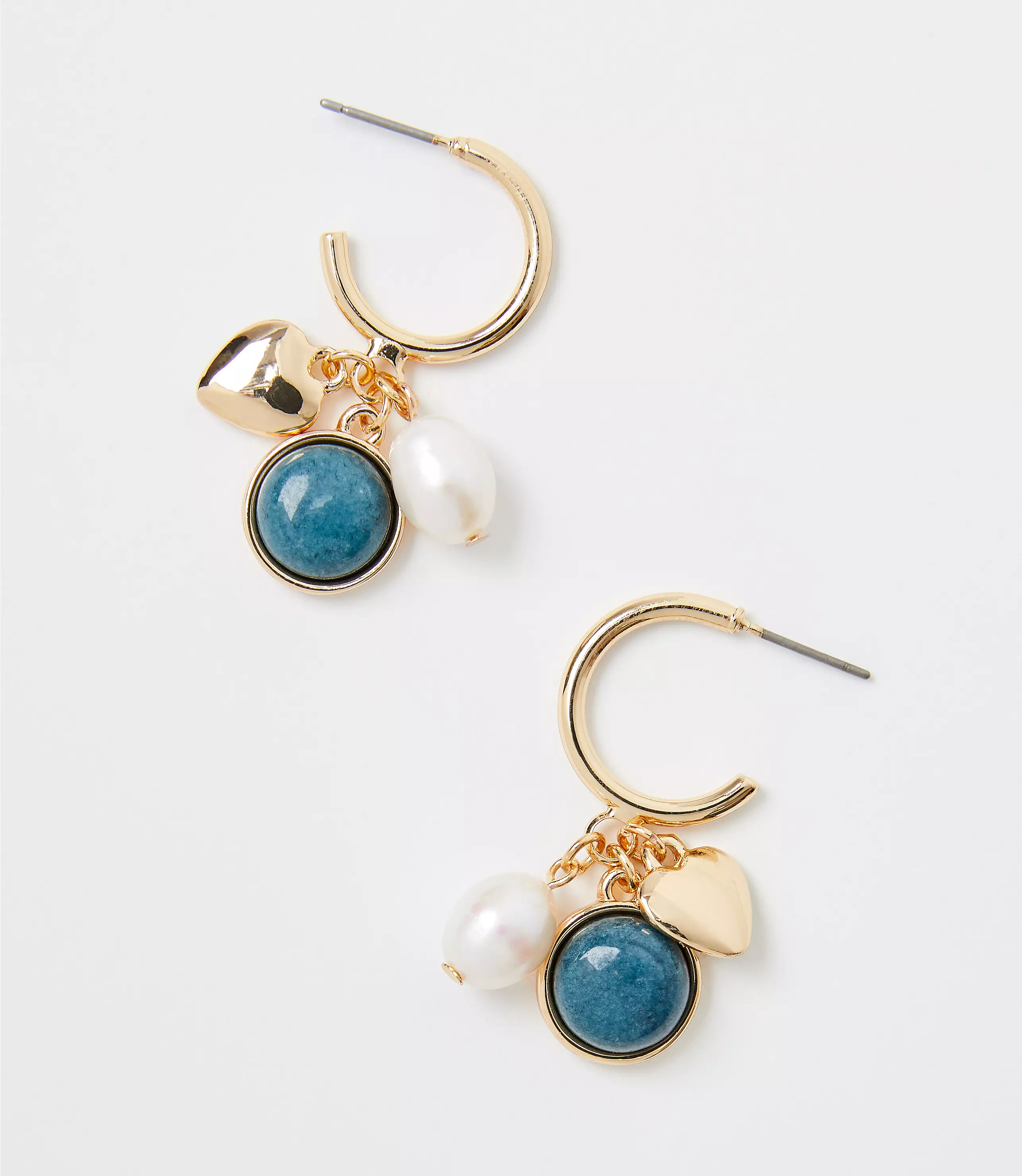 Pearlized Heart Cluster Hoop Earrings | LOFT