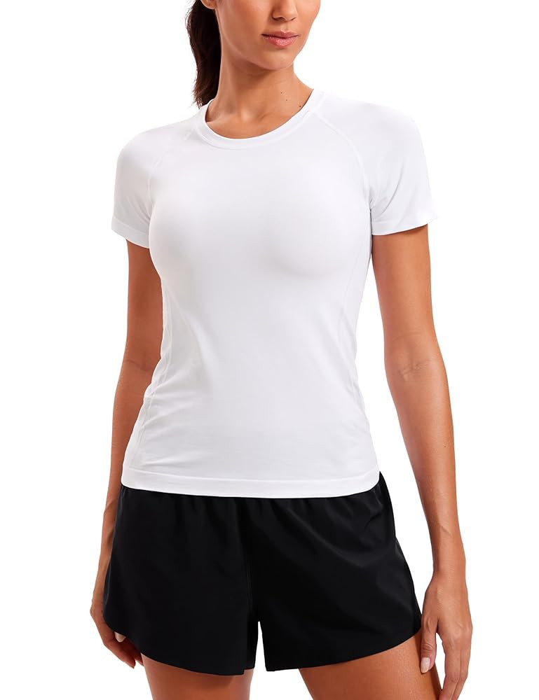 CRZ YOGA Seamless Workout Tops for Women Short Sleeve Athletic Tees Breathable Gym Running Yoga S... | Amazon (US)