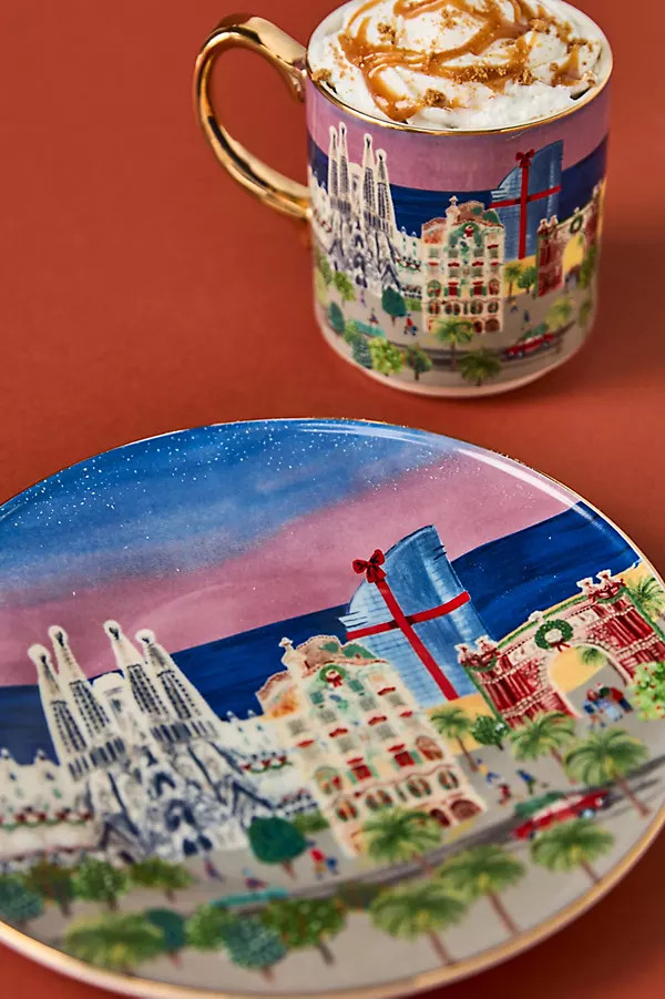 Holiday In the City Stoneware Dessert Plate | Anthropologie (US)