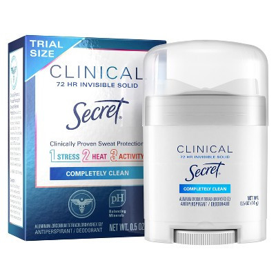 Secret Women's Clinical Strength Completely Clean Mini Invisible Solid Antiperspirant and Deodorant - Travel Size - Fresh Scent - 0.5oz | Target