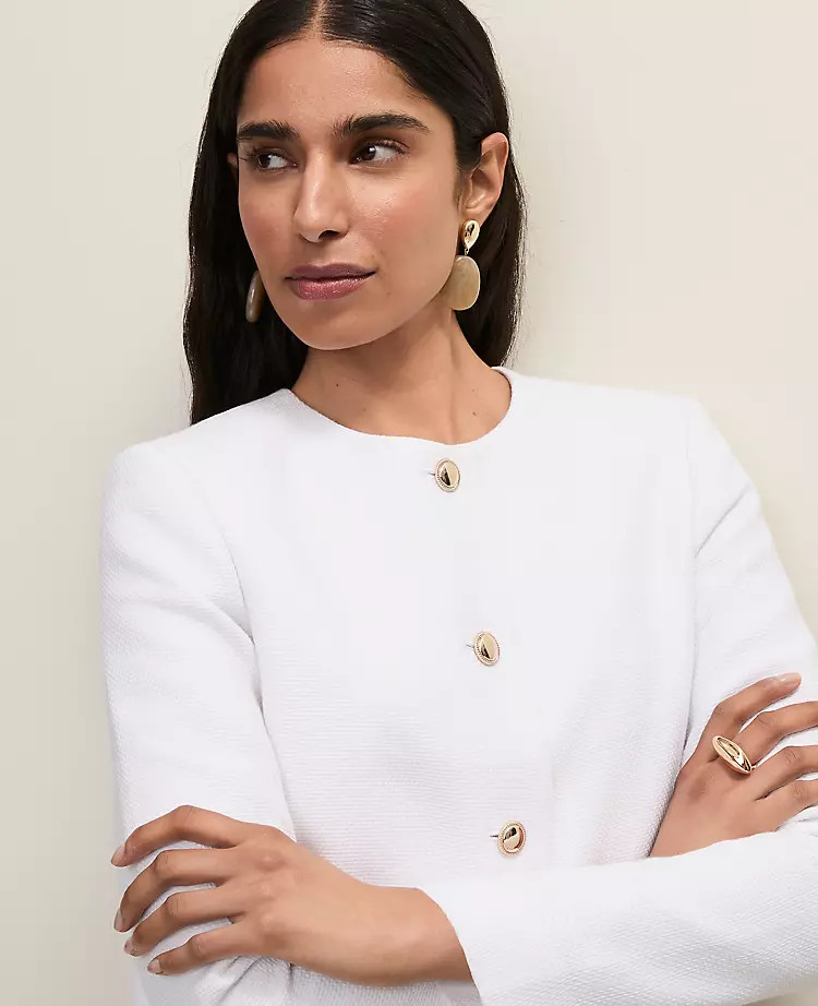 Cropped Crew Neck Jacket | Ann Taylor