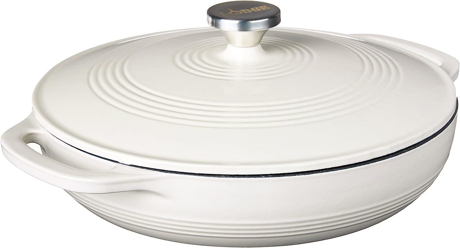 Lodge Enameled Cast Iron Casserole With Steel Knob and Loop Handles, 3.6 Quart, Oyster White | Amazon (US)