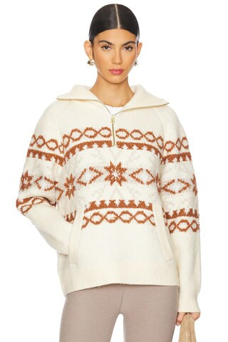 Varley Cai Fairisle Half Zip Sweatshirt in Whitecap Grey Fairisle from Revolve.com | Revolve Clothing (Global)