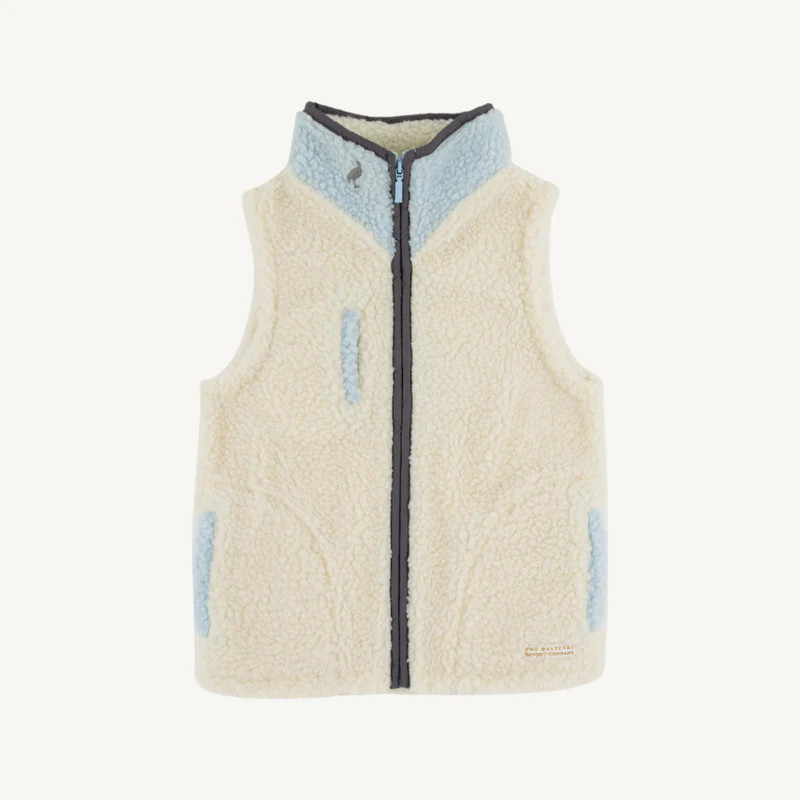 Van Camp Vest - Palmetto Pearl Sherpa with Buckhead Blue & Grantley Gr | The Beaufort Bonnet Company