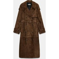 Zara - 100% Suede Leather Trench Coat Zw Collection Limited Edition - Brown - S - Woman | Zara UK