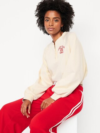 SoComfy Oversized Button-Front Graphic Sweatshirt | Old Navy (US)