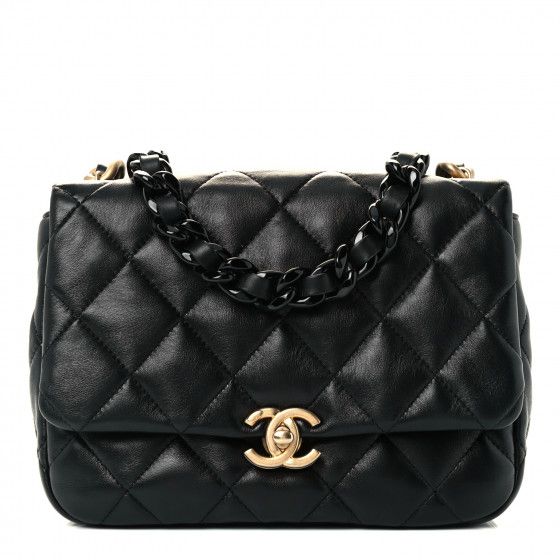 CHANEL Lambskin Quilted Small Lacquered Chain Flap Black | FASHIONPHILE | FASHIONPHILE (US)