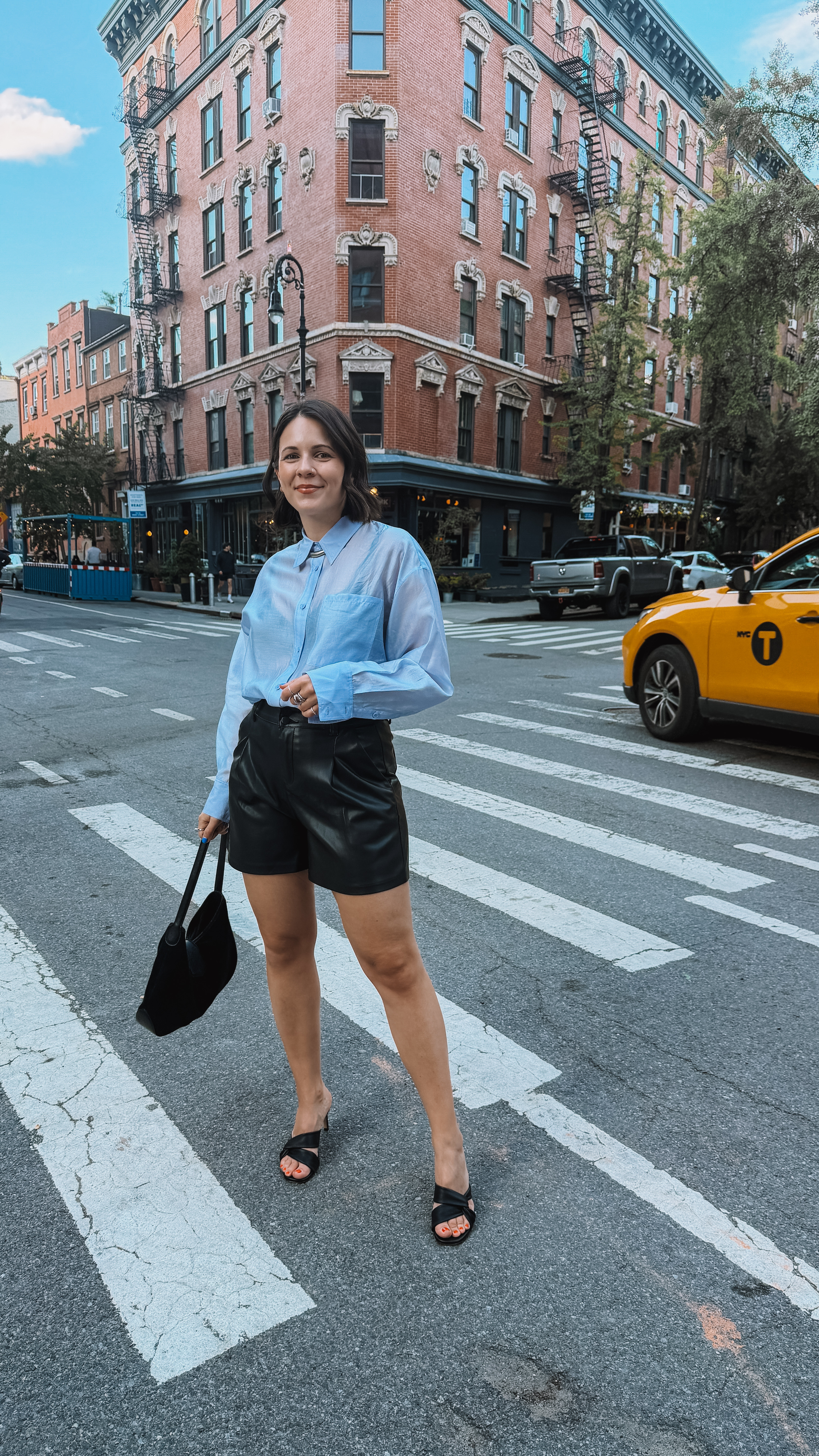 fabrique top - size small
leather shorts - old linking similar
inez heels - use code jessica15 for 15% off 

 #LTKdayinmylife #LTKgrwm #LTKootd
