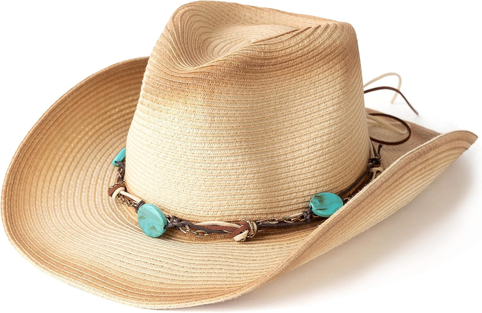Lisianthus Straw Cowboy Hat for Women & Men Western Cowgirl Hat with Wide Brim | Amazon (US)