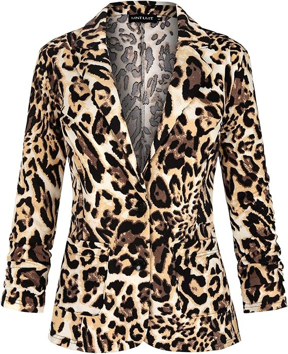 Unifizz Womens Casual Work Office Blazer Button Front Blazers Ruched 3/4 Sleeve Jacket Cardigan S... | Amazon (US)