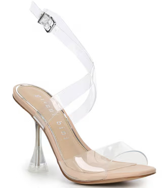 Kirrah Clear Vinyl Strappy Flared Heel Sandals | Dillard's