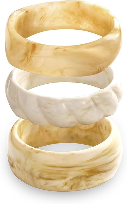 3PCS Colorful Acrylic Resin Bangle Bracelet for Women Boho Geometric Acetate Plate Bracelet Trend... | Amazon (US)