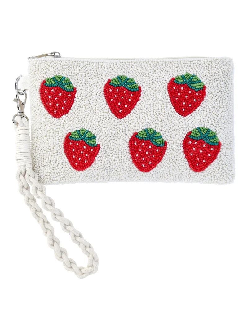 No Boundaries Women's Beaded Wristlet, Beige Strawberry | Walmart (US)