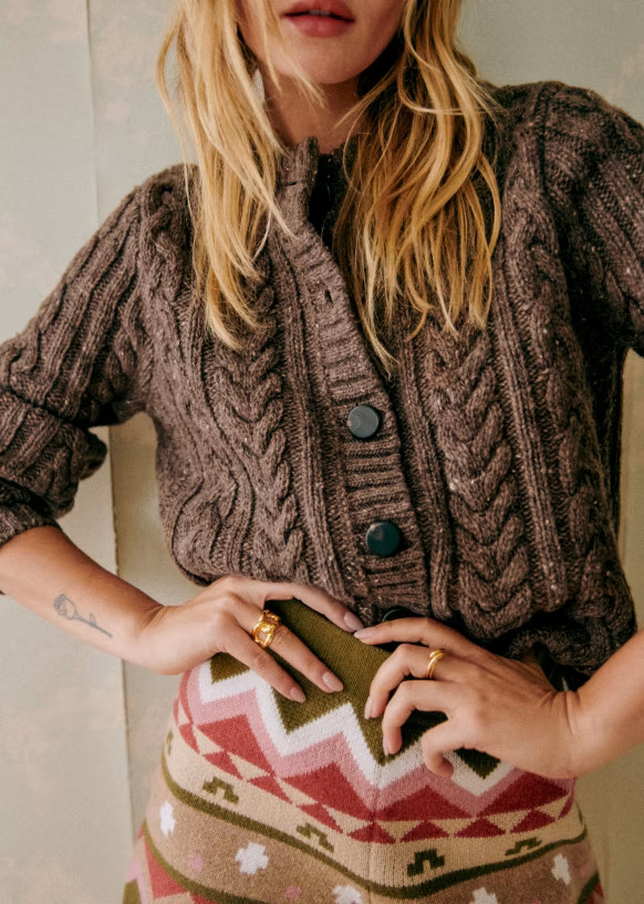 Andina Cardigan - Heather Brown - Merino Wool - Sézane | Sezane Paris
