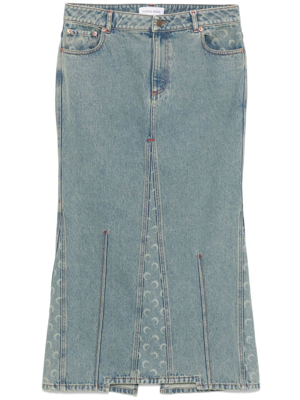 Marine Serre moon-laser denim skirt - Blue | Farfetch Global