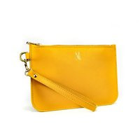 Yellow Leather Clutch Bag Handmade // Soft Italian Wristlet Roam | Etsy (US)