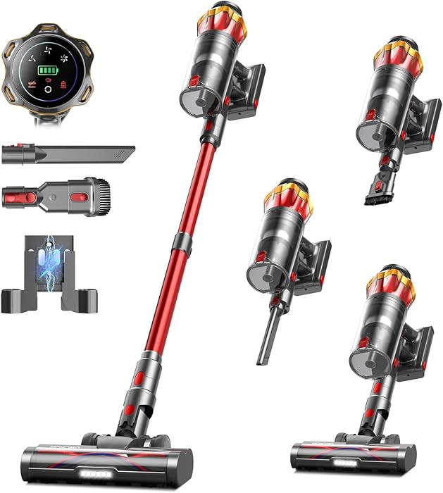 Cordless Vacuum Cleaner, 650W/55KPa 70Mins Vacuum Cleaners for Home, Self-Standing Stick Vacuum w... | Amazon (US)