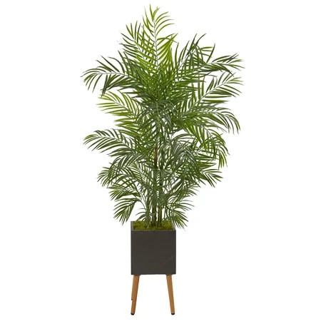 Nearly Natural 6ft. Areca Artificial Palm Tree in Black Planter with Stand UV Resistant (Indoor/Outd | Walmart (US)