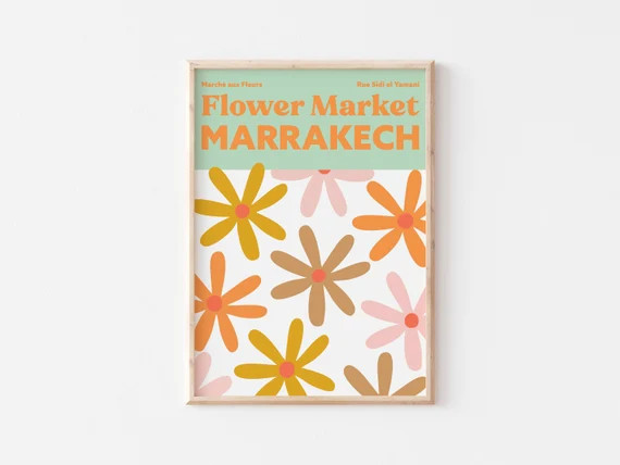 Marrakech flower market poster printable wall art print  | Etsy | Etsy (US)