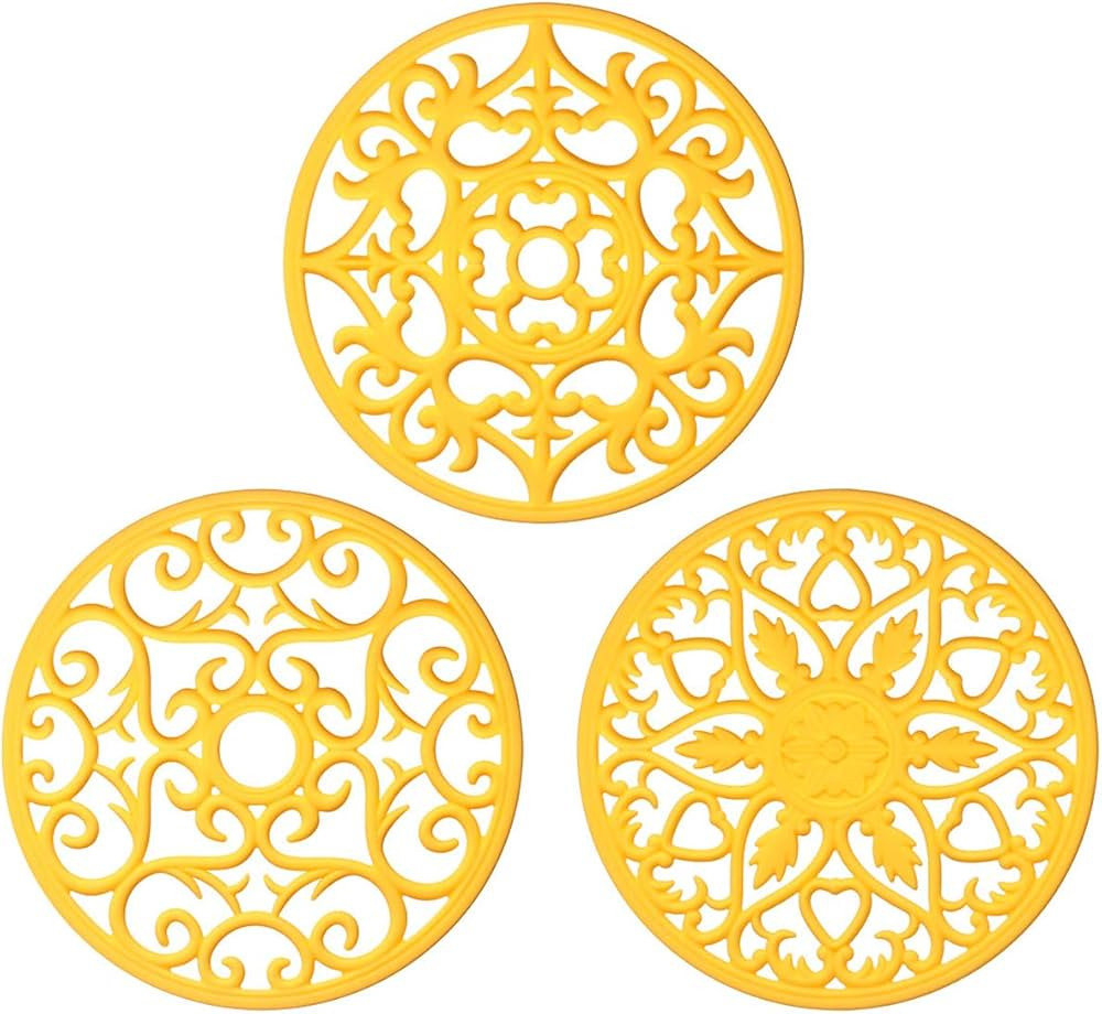 Silicone Trivet ME.FAN 3 Set Silicone Trivet Mat - Multi-Use Intricately Carved Insulated Flexibl... | Amazon (US)