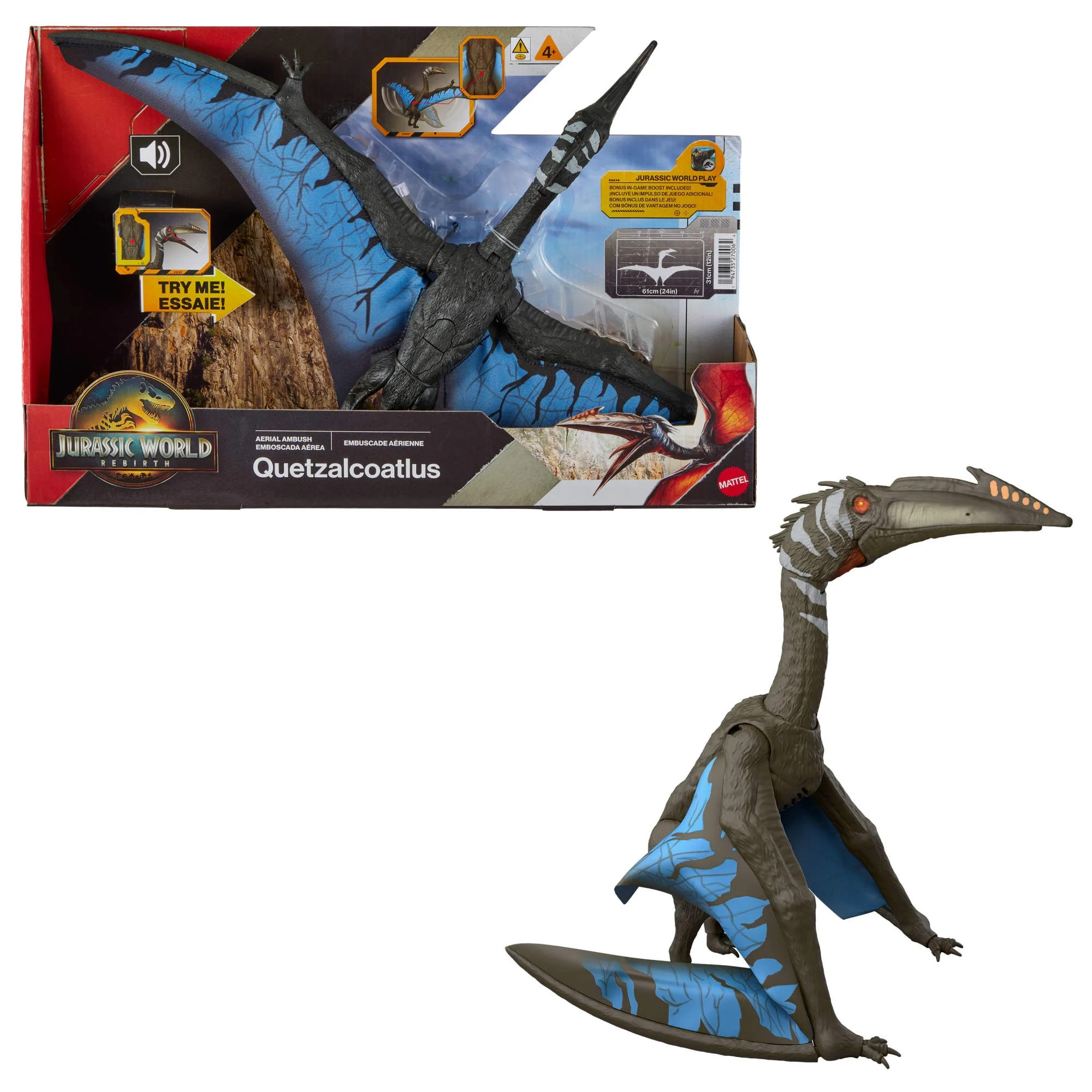 Jurassic World Rebirth Quetzalcoatlus Action Figure, Winged Dinosaur Toy with Sound, Aerial Ambus... | Walmart (US)