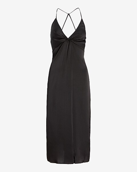 Satin Twist Front Slip Dress | Express