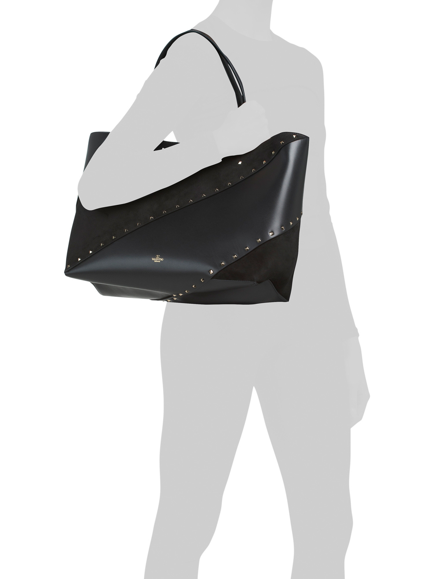 Made In Italy Leather Large Rockstud Wispy Tote | TJ Maxx