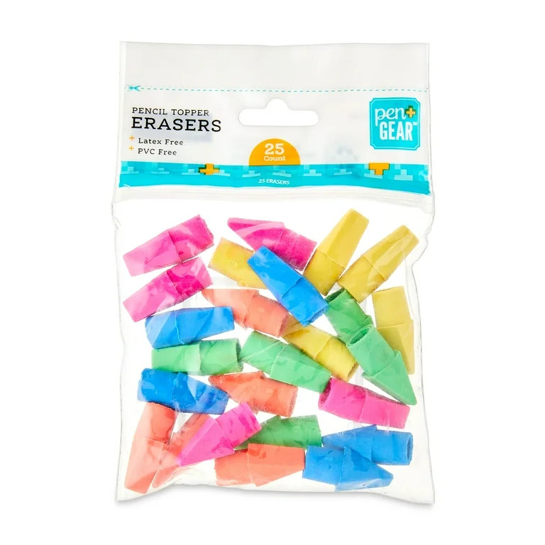 Pen+Gear Pencil Topper Erasers, Neon, 25 Count | Walmart (US)