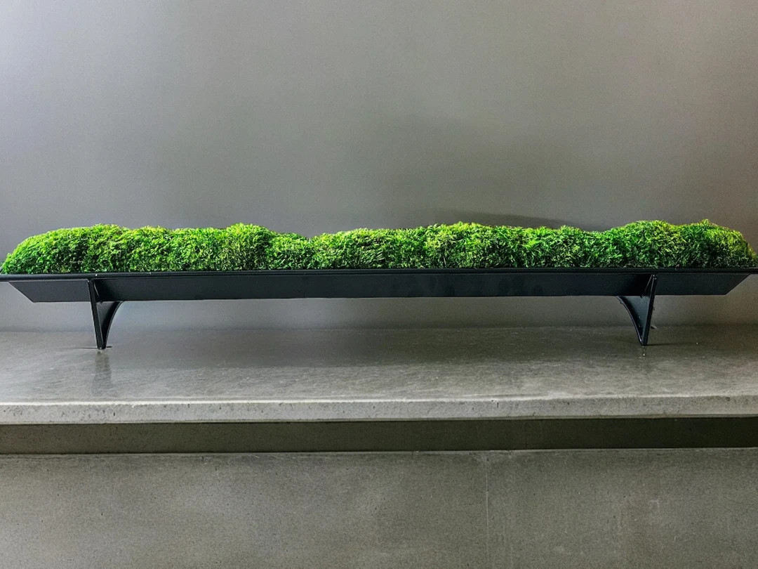 Xtra Long Moss Centerpiece for Table Modern Decor Metal Black Trough Farmhouse Decoration With Em... | Etsy (US)