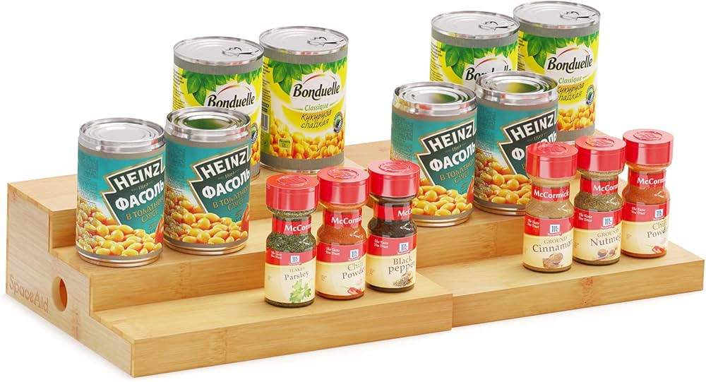 SpaceAid Bamboo Spice Rack Organizer for Cabinet, Kitchen Pantry Spices Storage Rack for Cabinets... | Amazon (US)