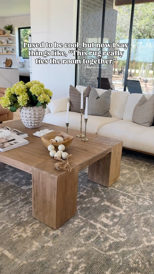 Our living room is a blend of modern warmth and cozy texture—anchored by this…