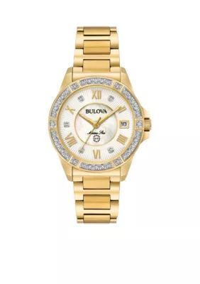 Bulova Women's Gold-Tone Marine Star Diamond Bracelet Watch - | Belk