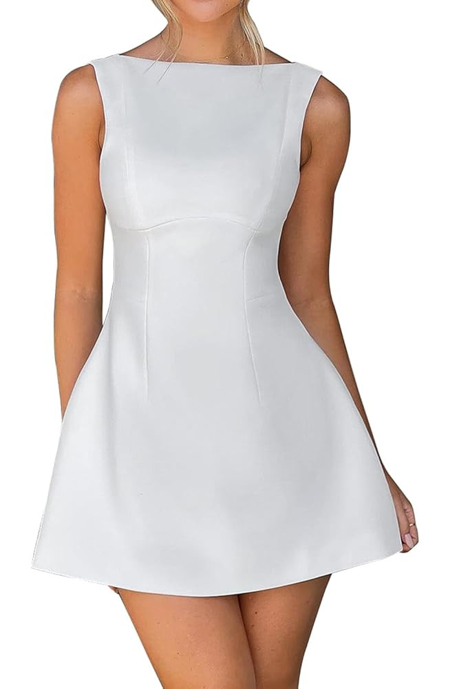 OWIN Women’s Summer Casual Boat Neck Sleeveless Elegant Flared A Line Swing Club Cocktail Party... | Amazon (US)