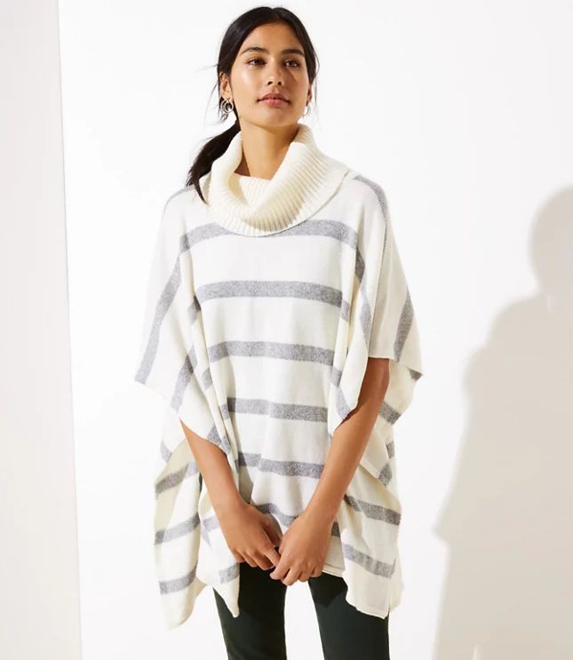 Striped Turtleneck Poncho Sweater | LOFT | LOFT